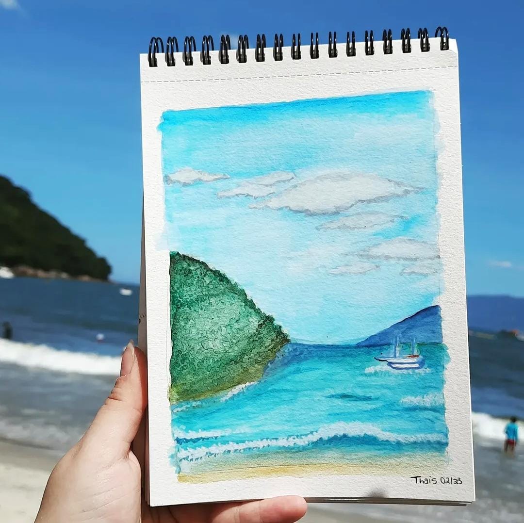 Pintura em aquarela feita pela Thais